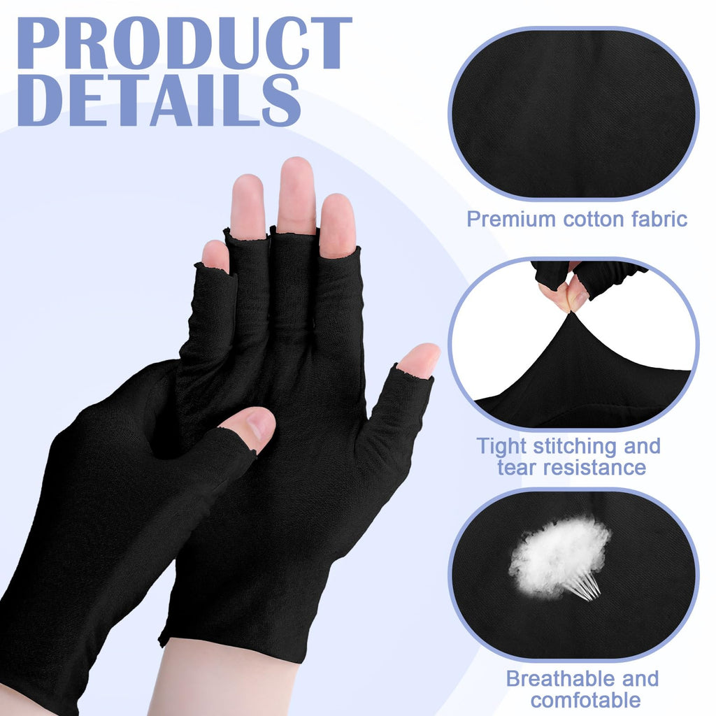 Geyoga 6 Pairs Fingerless Moisturizing Gloves Eczema Cotton Gloves for Adults Half Finger Touchscreen Lotion Overnight Dry Hands