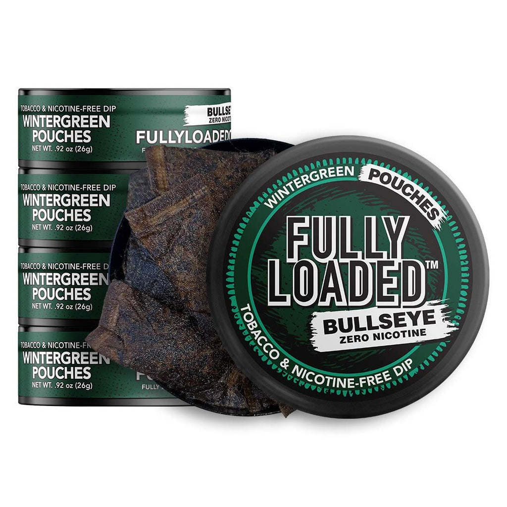 Fully Loaded Chew - 5 Pack Wintergreen Pouches - Tobacco Free and Nicotine Free Wintergreen Flavored Chew. Herbal Dip and Snuff 
