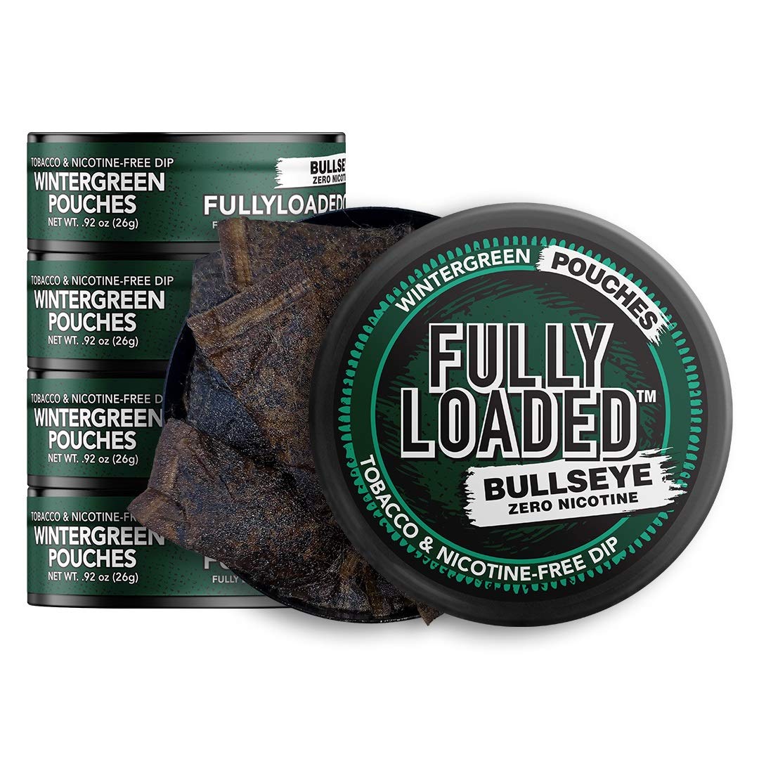 Fully Loaded Chew - 5 Pack Wintergreen Pouches - Tobacco Free and Nicotine Free Wintergreen Flavored Chew. Herbal Dip and Snuff 