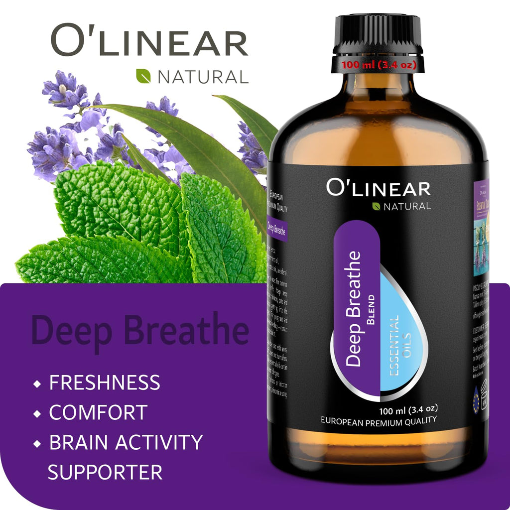 Breathe Essential Oil Blend - Calming Drops for Easy Breathing, Sweet Dreams and Relaxation, Mix of Peppermint, Lavender and Euc