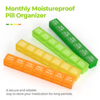 AUVON Monthly Pill Organizer Moistureproof, Large 28 Days Pill Case with Removable 4 Weeks Pill Box Rows, Travel-Friendly Pill C