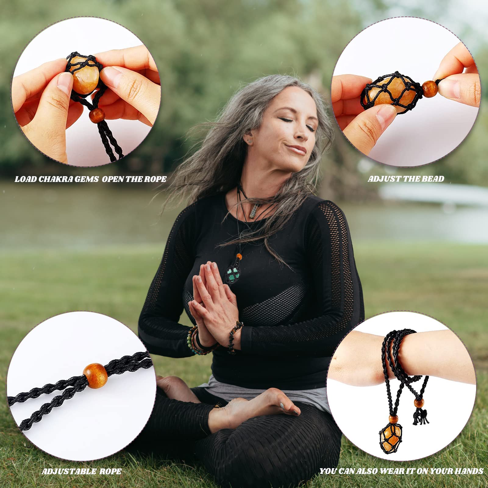 22Pcs Healing Crystals Set, Chakra Quartz Kits in Wooden Box (7 Raw and 7 Tumbled Chakra Stones, Lava Bracelet, Chakra Necklace