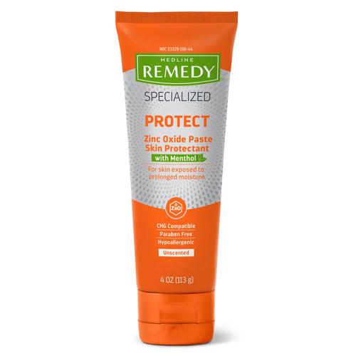 Medline Remedy Specialized Zinc Oxide Paste with Menthol (4 oz Tube), Unscented, Calamine, Incontinence Care, Diaper Rash, Wetne