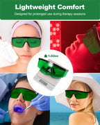 Red Light Therapy Glasses, See-Through Eye Protection for Red Infrared 200-2000nm Full-Coverage Design Adjustable Fit Transparen