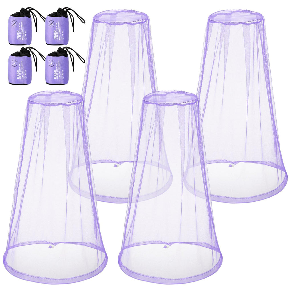 Hestya 4 Pack Mosquito Face Mesh Net Protecting Net for Outdoor Hiking Camping Climbing Mosquito Fly Insects Preventing (Purple)