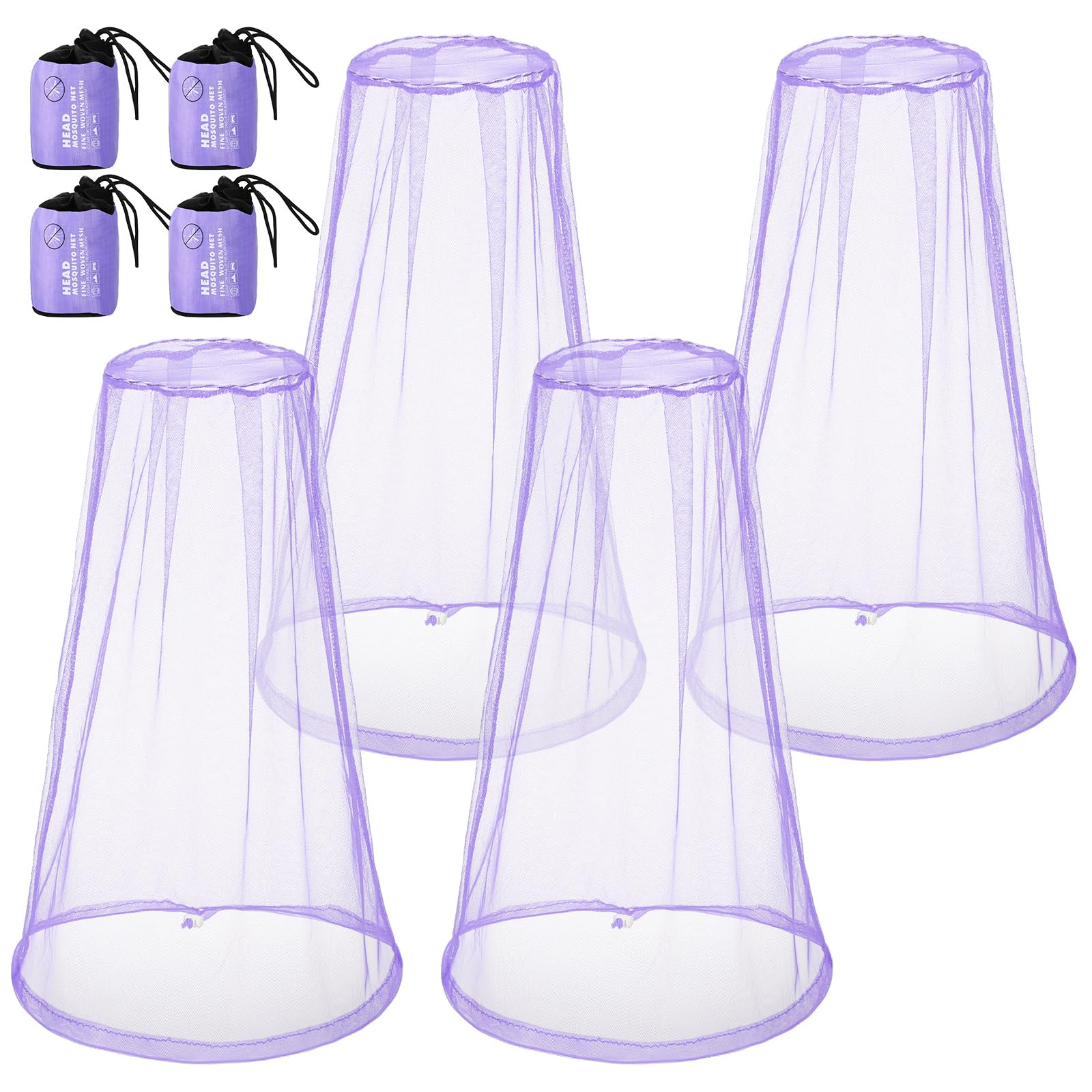 Hestya 4 Pack Mosquito Face Mesh Net Protecting Net for Outdoor Hiking Camping Climbing Mosquito Fly Insects Preventing (Purple)