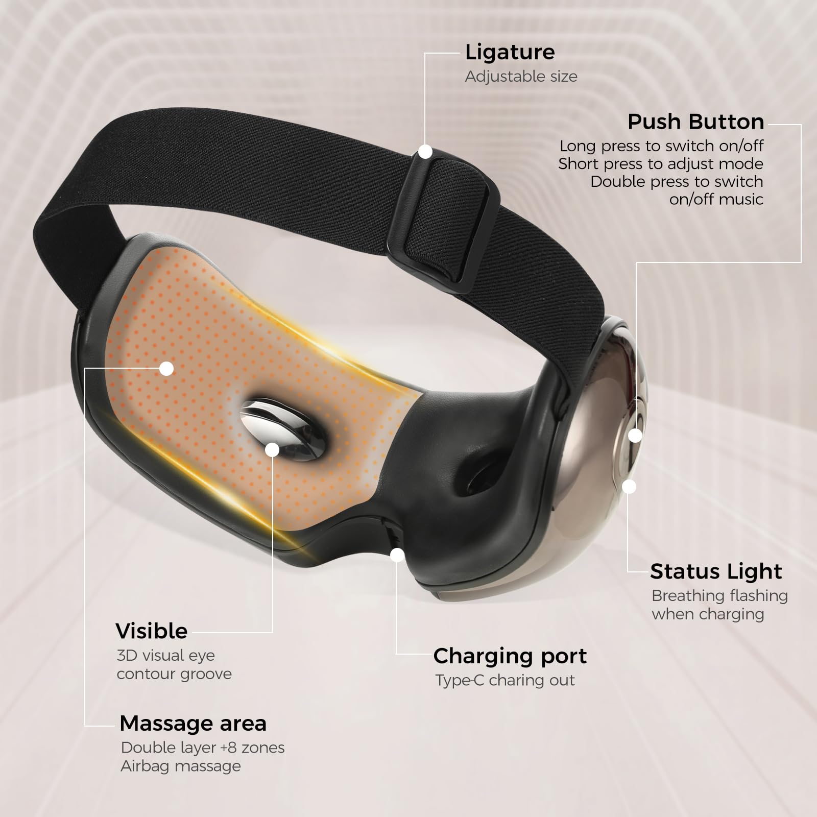 NOWWISH Eye Massager with Heat & Bluetooth Music, Valentines Day Gifts for Her or Him, Smart Heated Eye Mask for Relax Eye, Redu