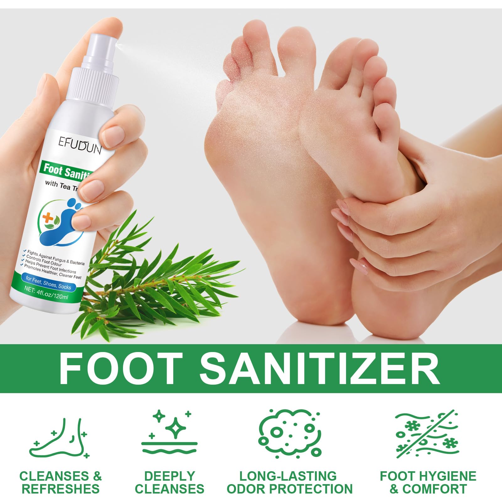 Tea Tree Oil Foot Spray, Transparent Foot Spray Refreshing, Natural Tea Tree Oil Spray 120ML