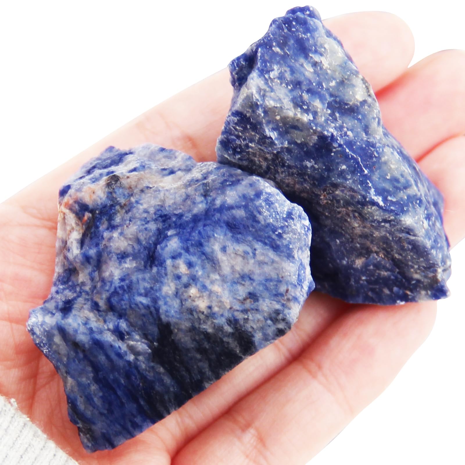 1.1lb Bulk Raw Sodalite Crystal Rough Crystal-Natural Sodalite Raw Stones Crystal for Tumbling, Cabbing, Fountain Rocks, Decorat