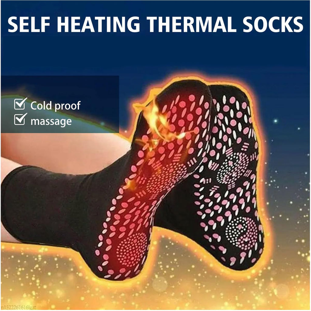 WenFeng 3 Pair Tourmaline Thermal Circulation Acupressure Self-Heating Shaping Socks, AFIZ Tourmaline Slimming Health Sock,Foot