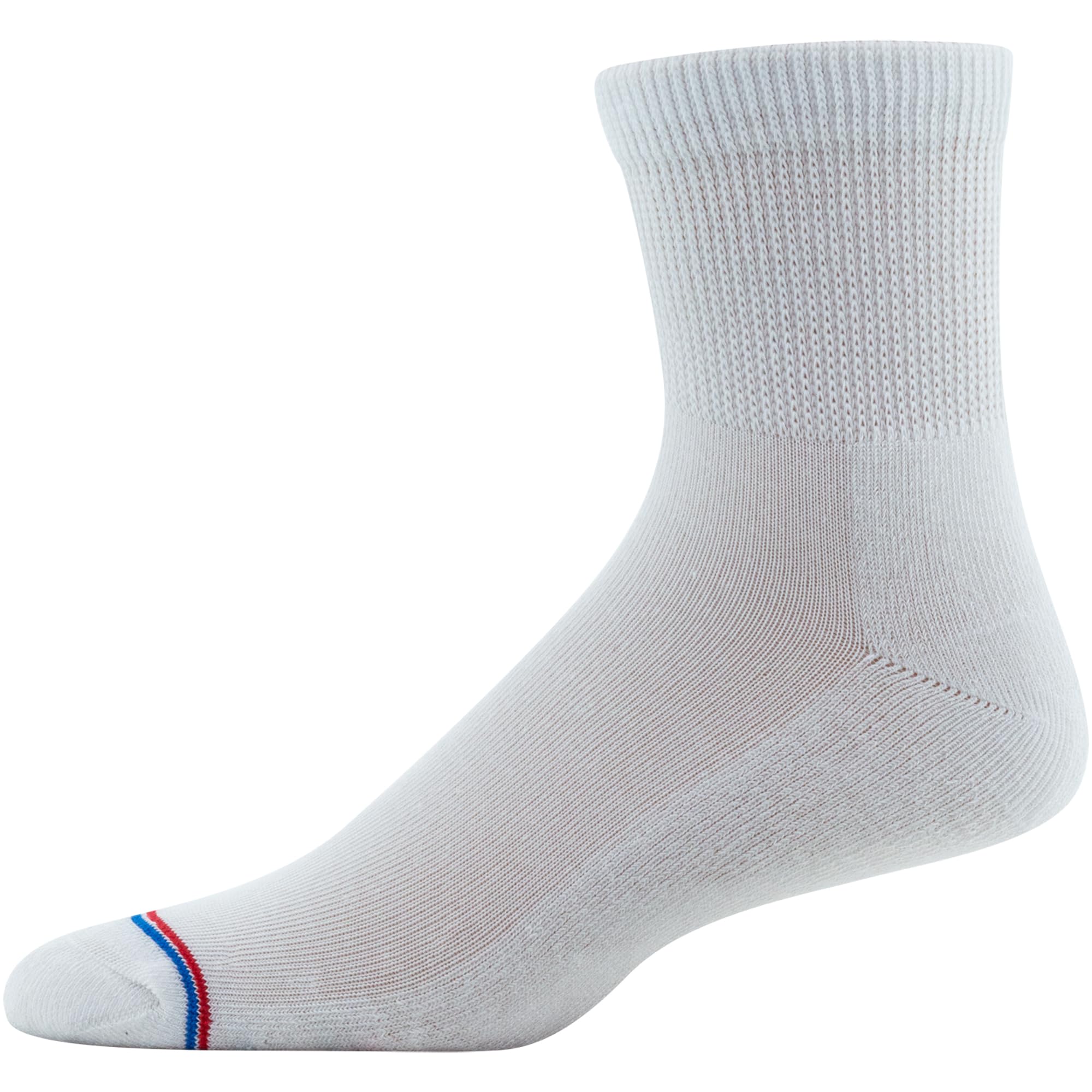 MediPEDS Quarter Socks with Non-Binding Top and Cushion, Multipairs, White (4-Pairs), Shoe Size: Men's 7-12 Women's 10-13