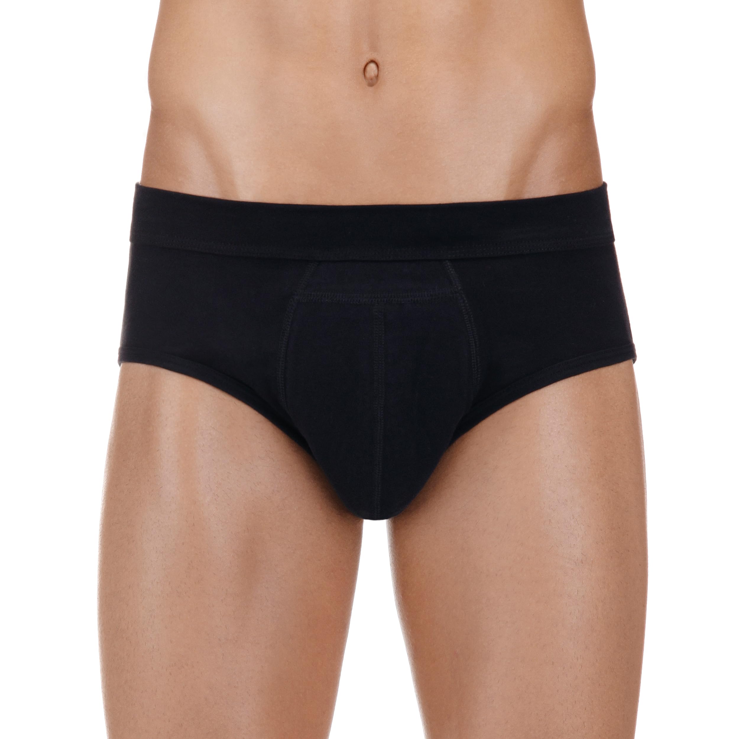 PRO-TECH-Dry - Washable & Reusable Urinary Incontinence Cotton Brief Underwear for Men, with Front Absorbent Area (Black, Small)