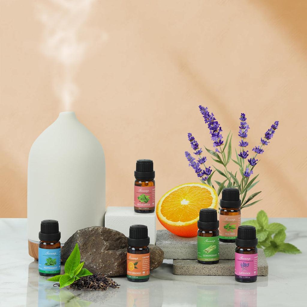 Essential Oils Set-Top 6 Organic Blends for Diffusers,Candle Making,Aromatherapy,Humidifiers,Gifts - Peppermint,TeaTree,Lavender
