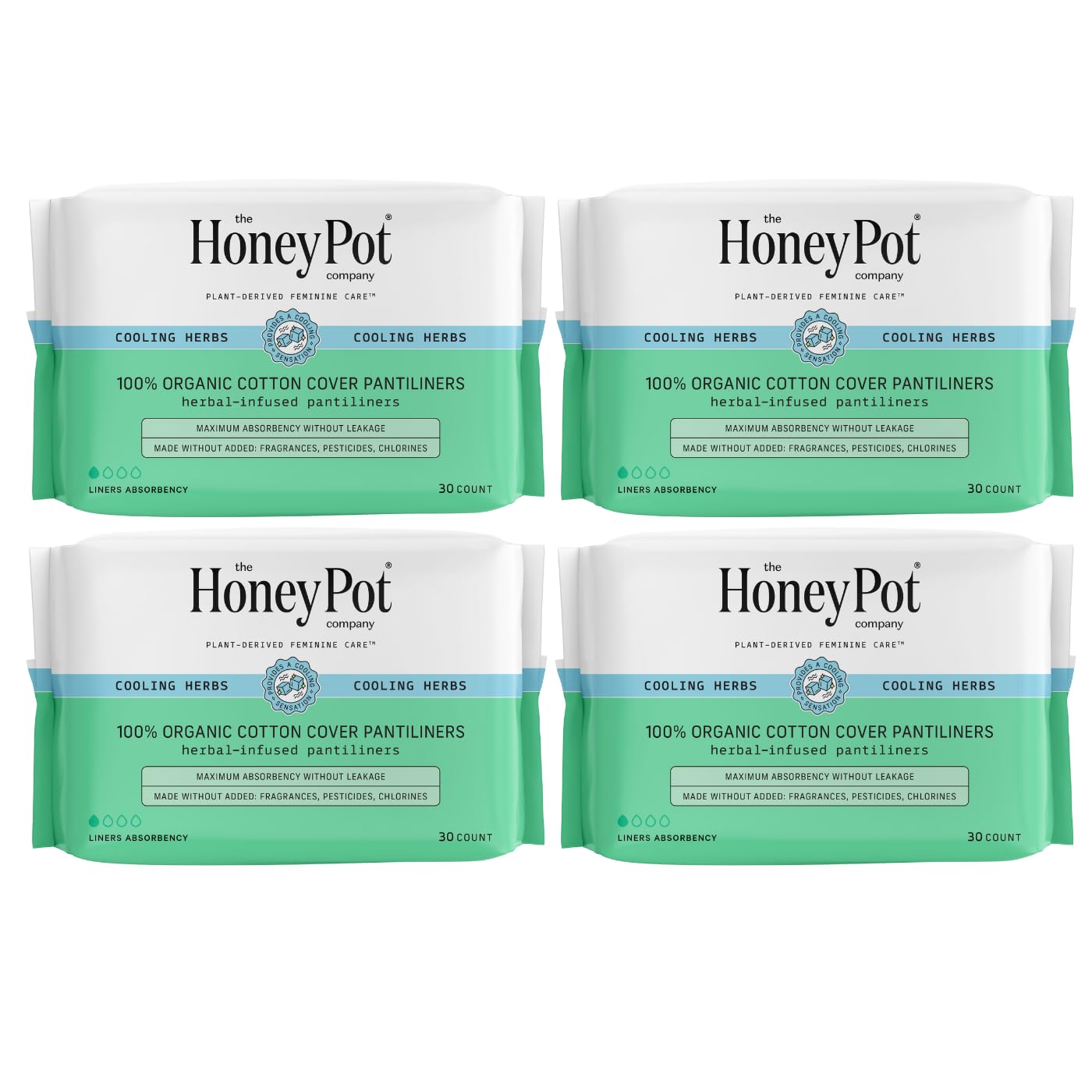 The Honey Pot Company - 120 ct - Herbal Panty Liners for Women - Everyday Liners - Infused w/Essential Oils for Cooling Effect &