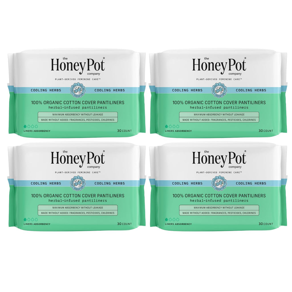 The Honey Pot Company - 120 ct - Herbal Panty Liners for Women - Everyday Liners - Infused w/Essential Oils for Cooling Effect &