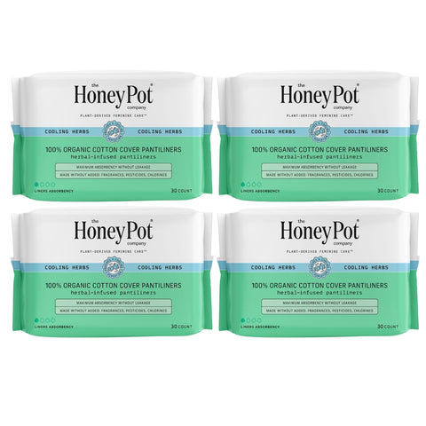 The Honey Pot Company - 120 ct - Herbal Panty Liners for Women - Everyday Liners - Infused w/Essential Oils for Cooling Effect &