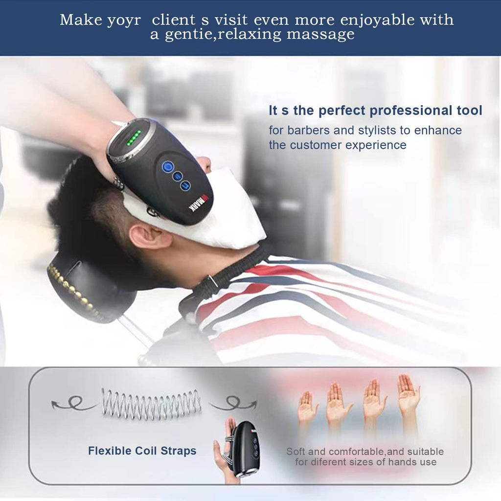 WMARK Barber Massager/Cordless HandheldMassager, Charge Neck/Legs/Hand/FaceMassager, 2 Massage Nodes 2600AMH,Black