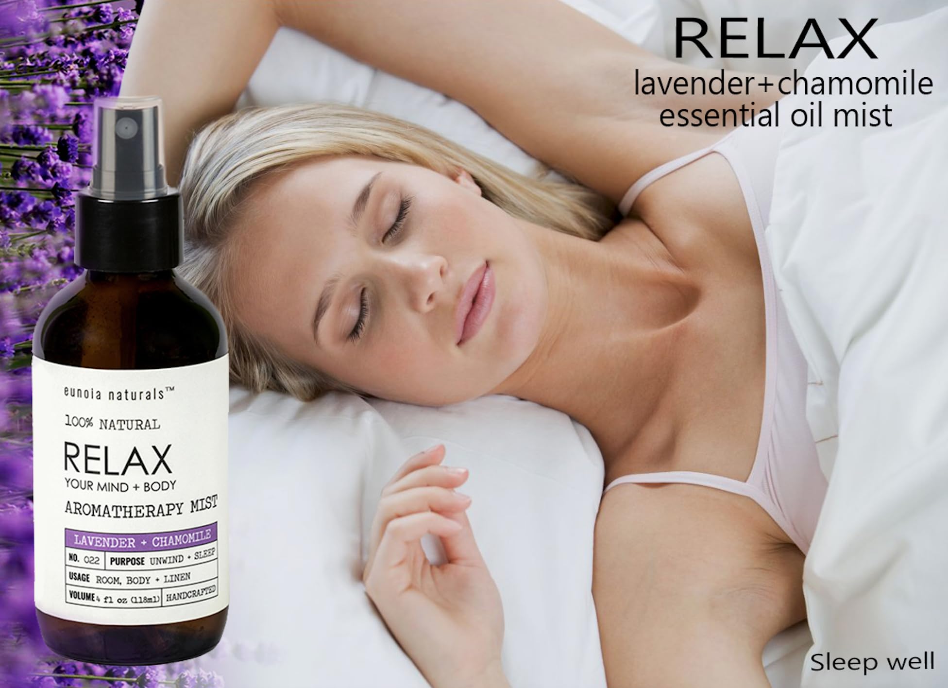 The Original Relax Lavender Sleep Aromatherapy Mist, All Natural Lavender Pillow Spray, Lavender & Chamomile Oils, Breath Easy t