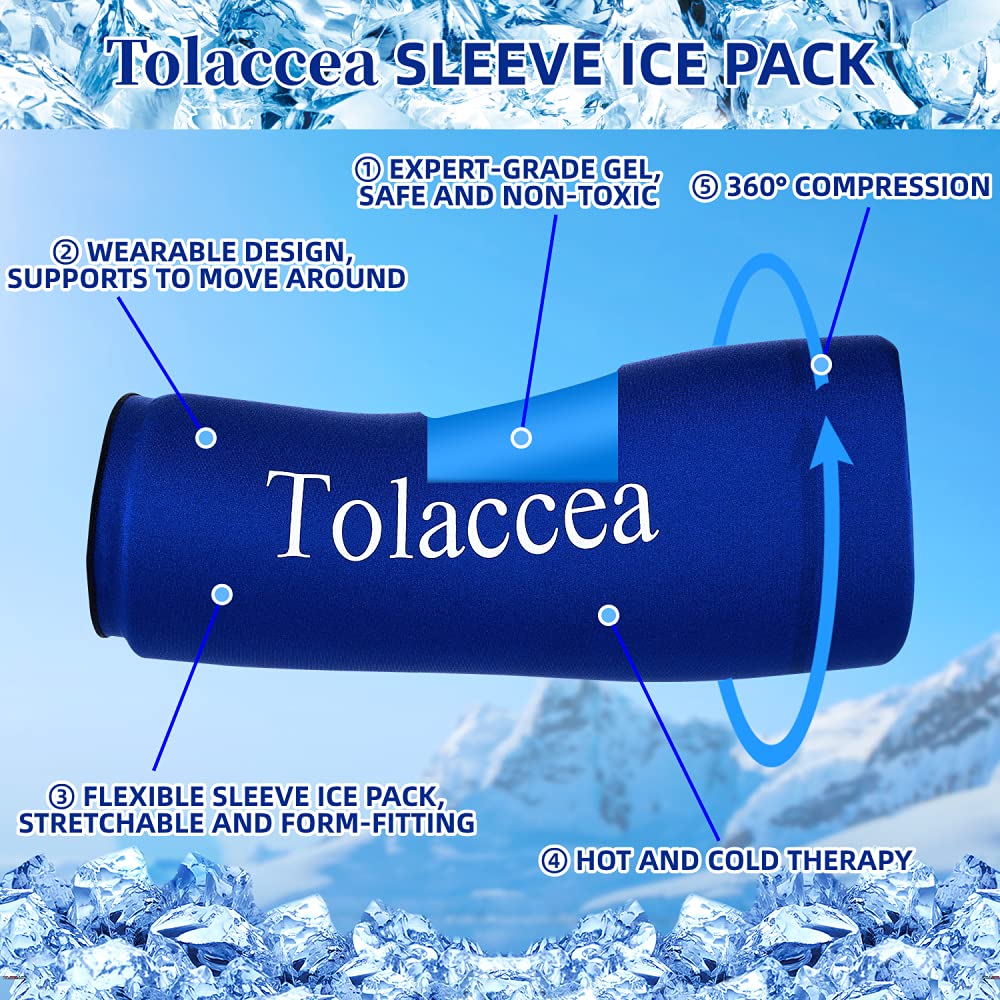Tolaccea Hot & Cold Therapy Flexible Ice Packs Cold Therapy Compression Sleeve Reusable Gel Pack for Injury Cold Wrap for Knee C