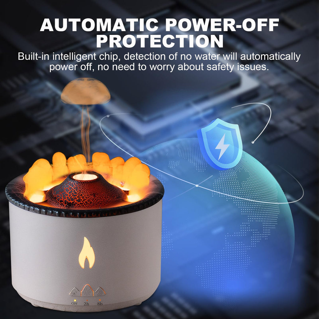 Volcano Humidifier Flame Aroma Diffuser: 300ml Aromatherapy Humidifier Jellyfish/Flame 2 Mist Mode Air Humidifier Remote Control