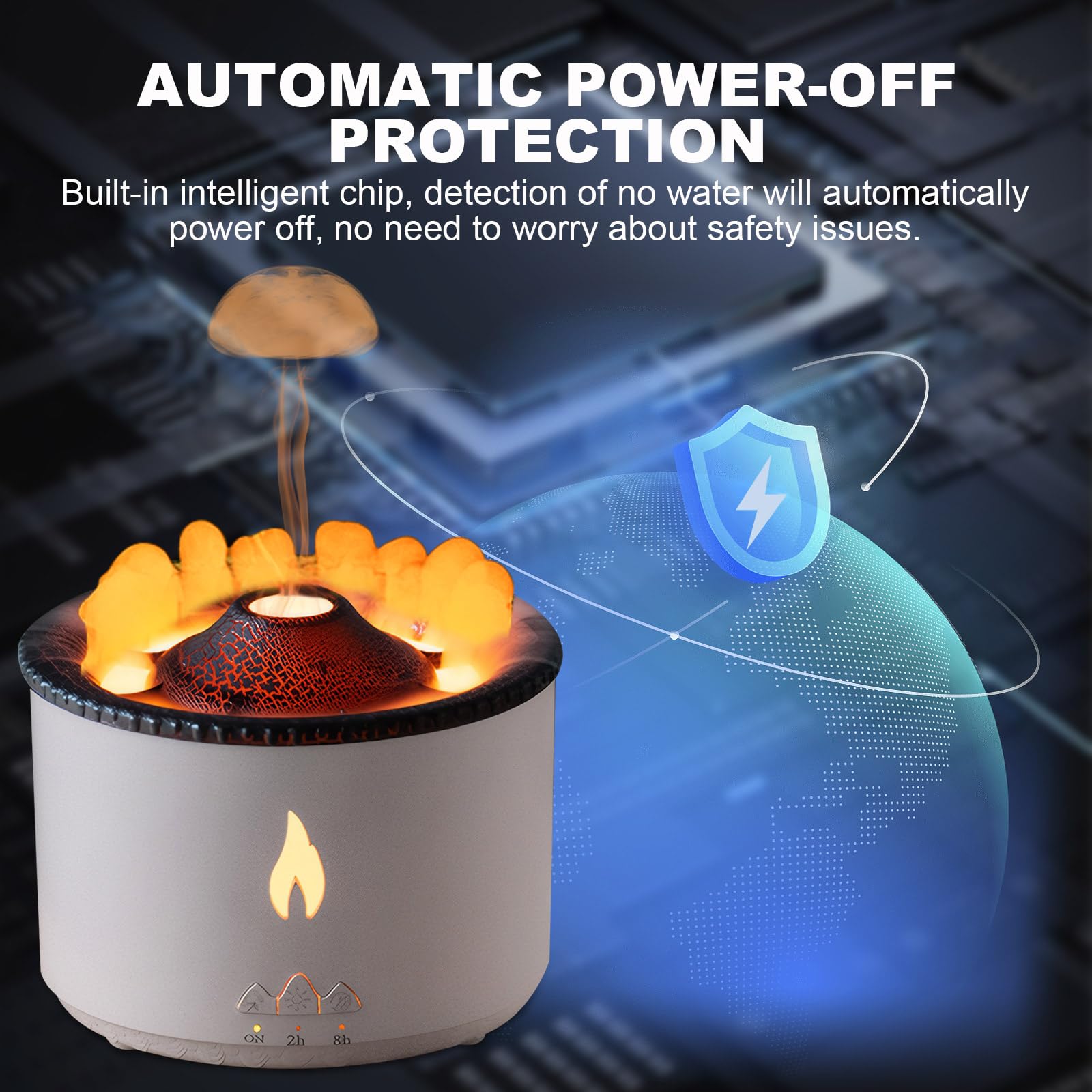 Volcano Humidifier Flame Aroma Diffuser: 300ml Aromatherapy Humidifier Jellyfish/Flame 2 Mist Mode Air Humidifier Remote Control