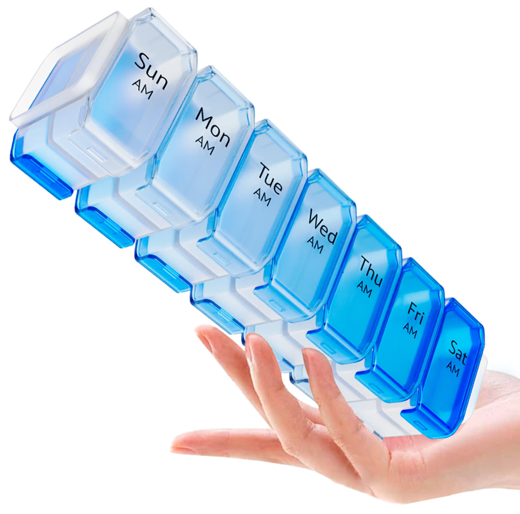 Extra Large Pill Organizer 2 Times a Day - XL Pill Box 7 Day with Big AM/PM Compartments - Fits Large Vitamins, Supplements & Gu