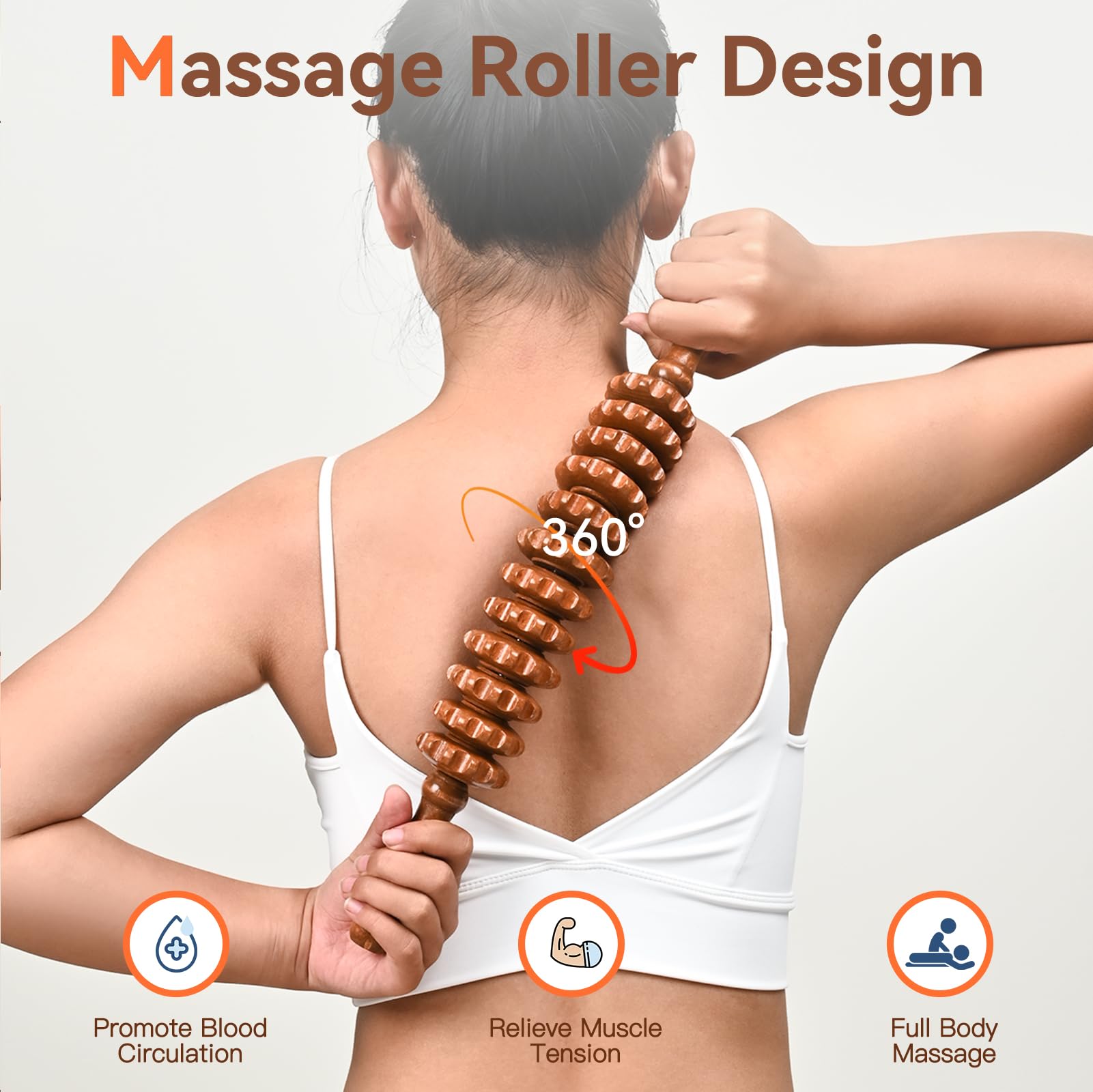 NXCYLW Wooden Cellulite Massage Roller Stick, Wood Therapy Massage Tools, Lymphatic Drainage Tool Cellulite Massager for Celluli