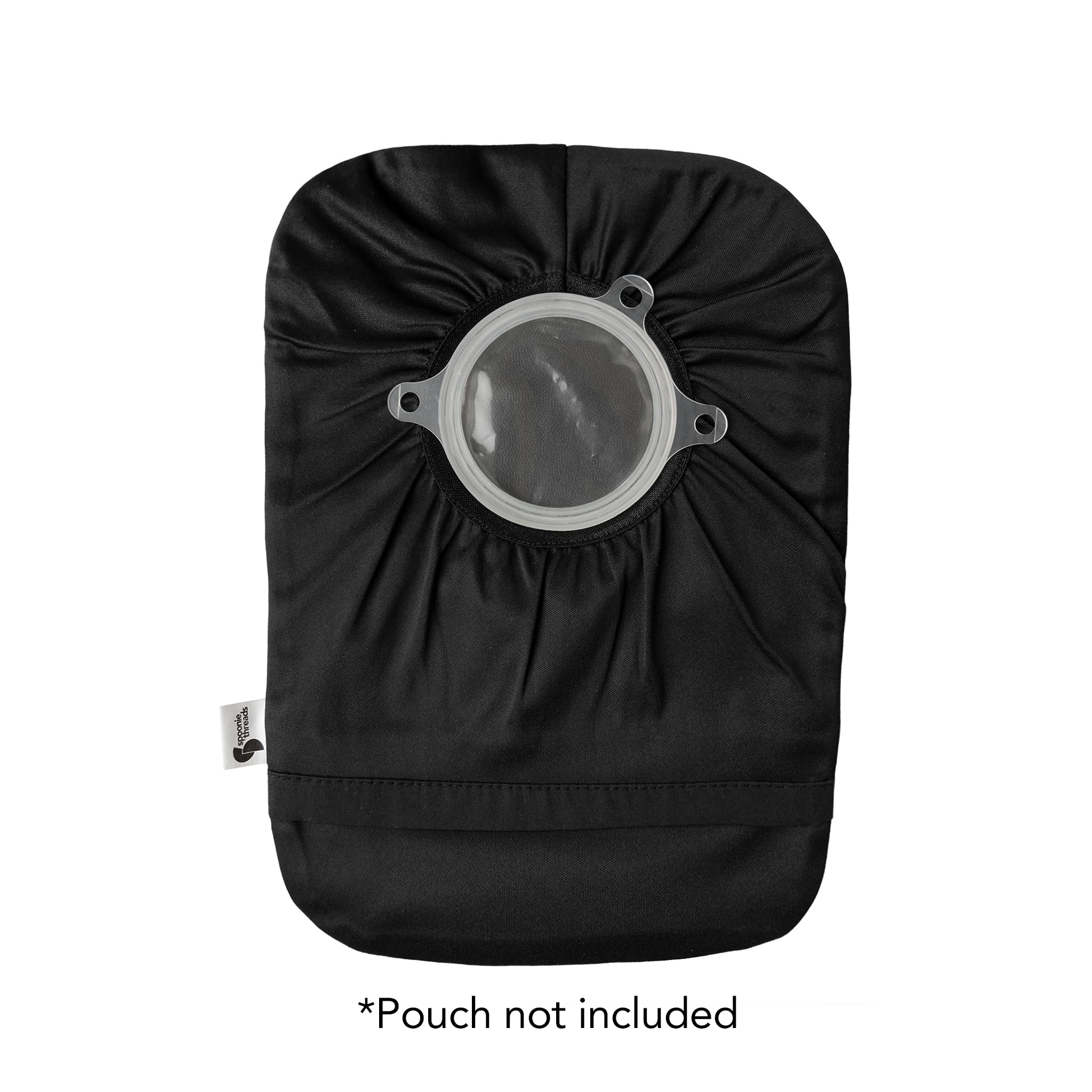 Spoonie Threads Black Elastic Ostomy Bag Cover | Fashionable & Adjustable Colostomy Stoma Ileostomy Pouches | Black, Size 6x11 (