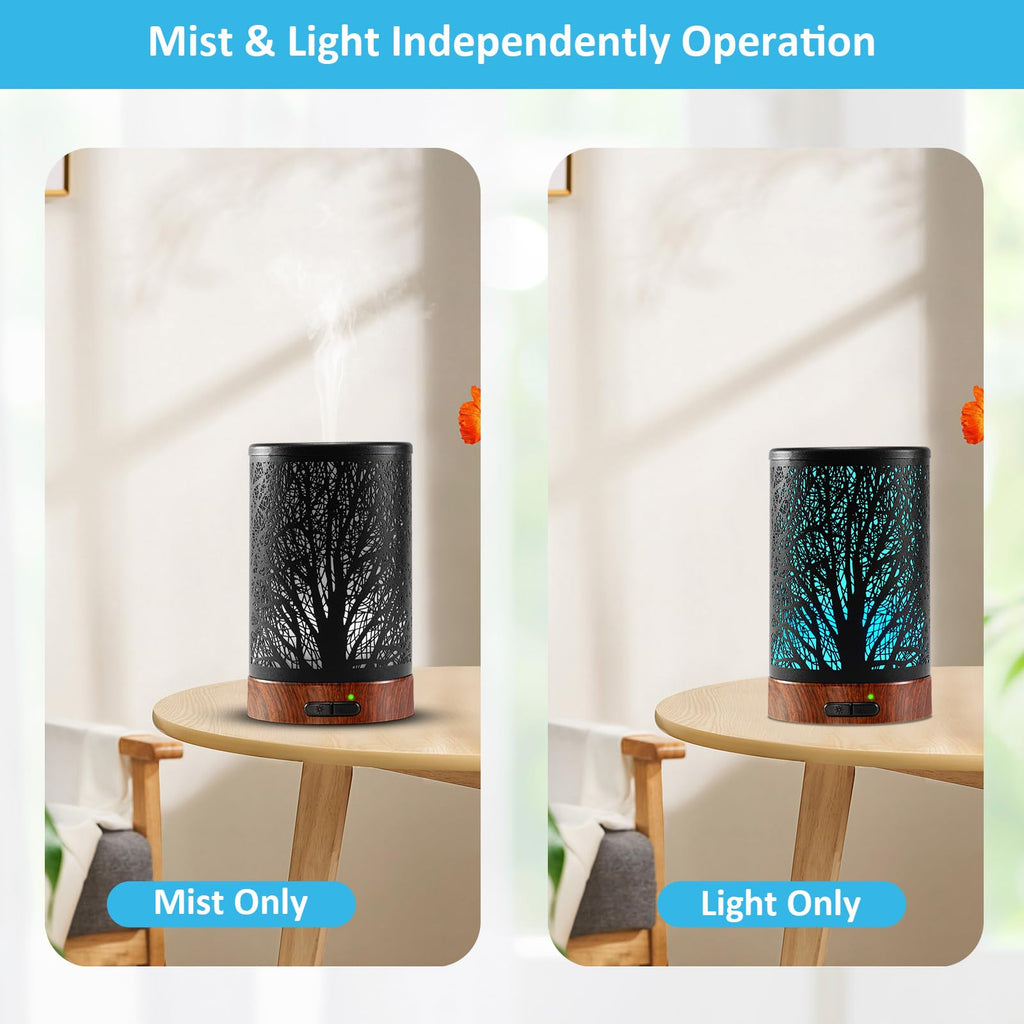 Essential Oil Diffuser - 150ML Metal Aromatherapy Diffuser for Essential Oils with 7 Colors Lights Gifts for Mom Waterless Auto