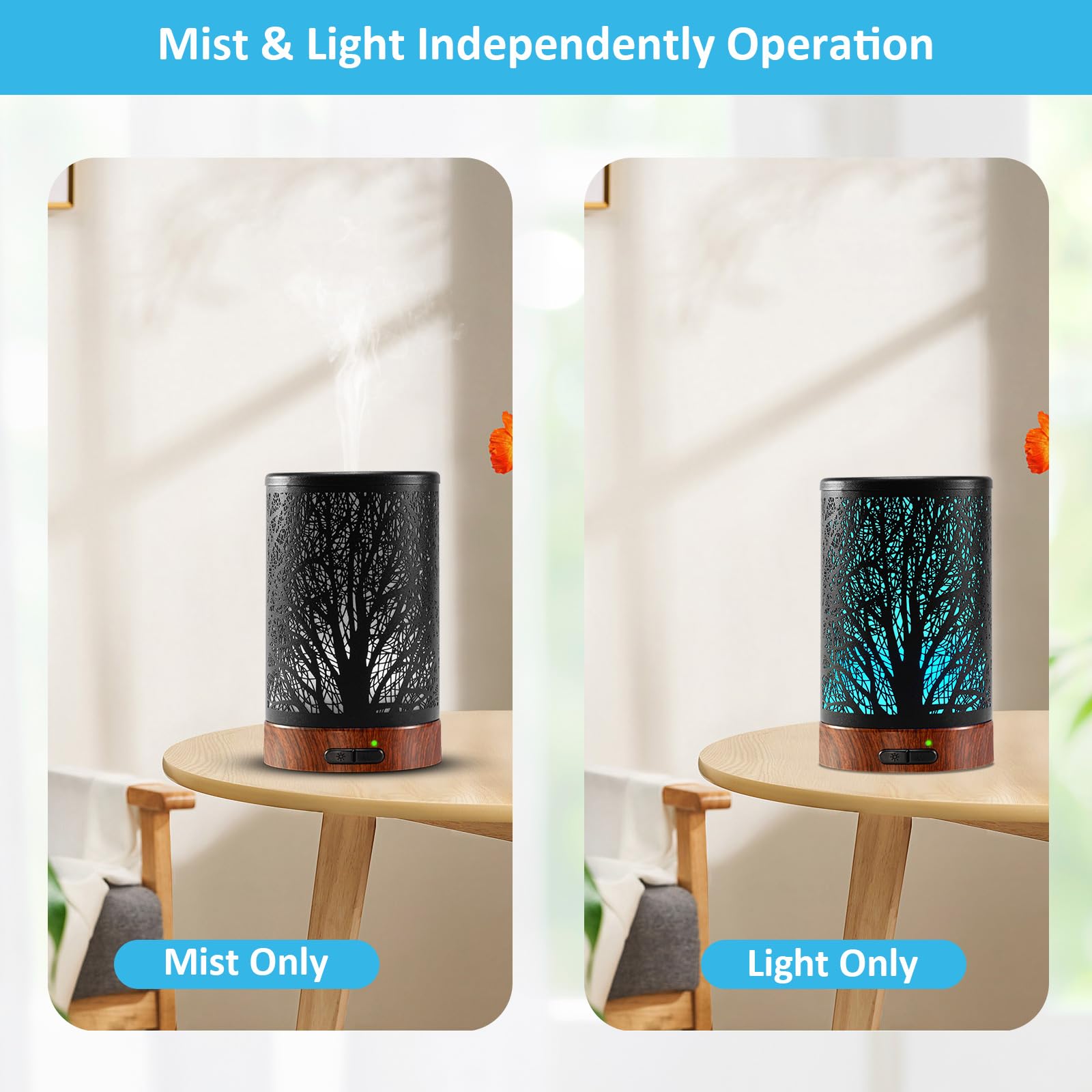 Essential Oil Diffuser - 150ML Metal Aromatherapy Diffuser for Essential Oils with 7 Colors Lights Gifts for Mom Waterless Auto