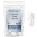 PureCaps USA - Empty Vegetarian Vegan Pill Capsules Size 00|1,000 Joined Pills| Clear| Non-GMO Certified| SLS, Gluten, Preservat