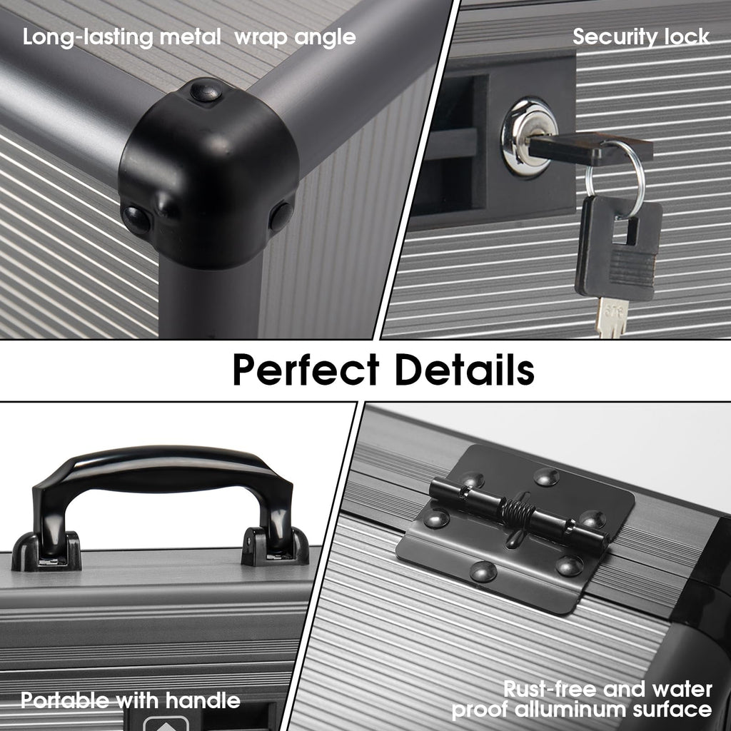 Lockbako Medicine Lock Box with Key, Alluminum Alloy Box for Medication,First aid kit with a Removeable Tray to Store Medicines