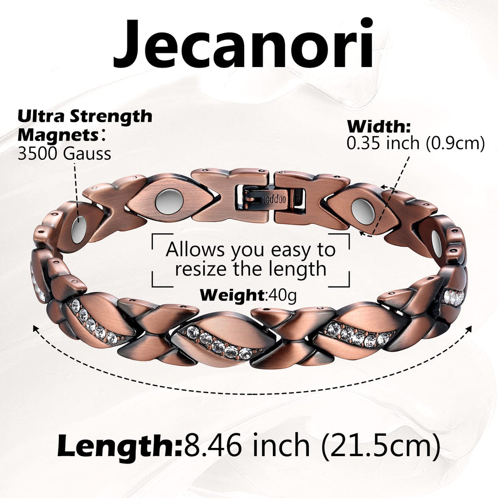 Jecanori Magnetic Copper Bracelets for Women,Copper Magnetic Ring for Women,Crystal Bracelets with 3500 Gauss Magnets,Jewelry Gi