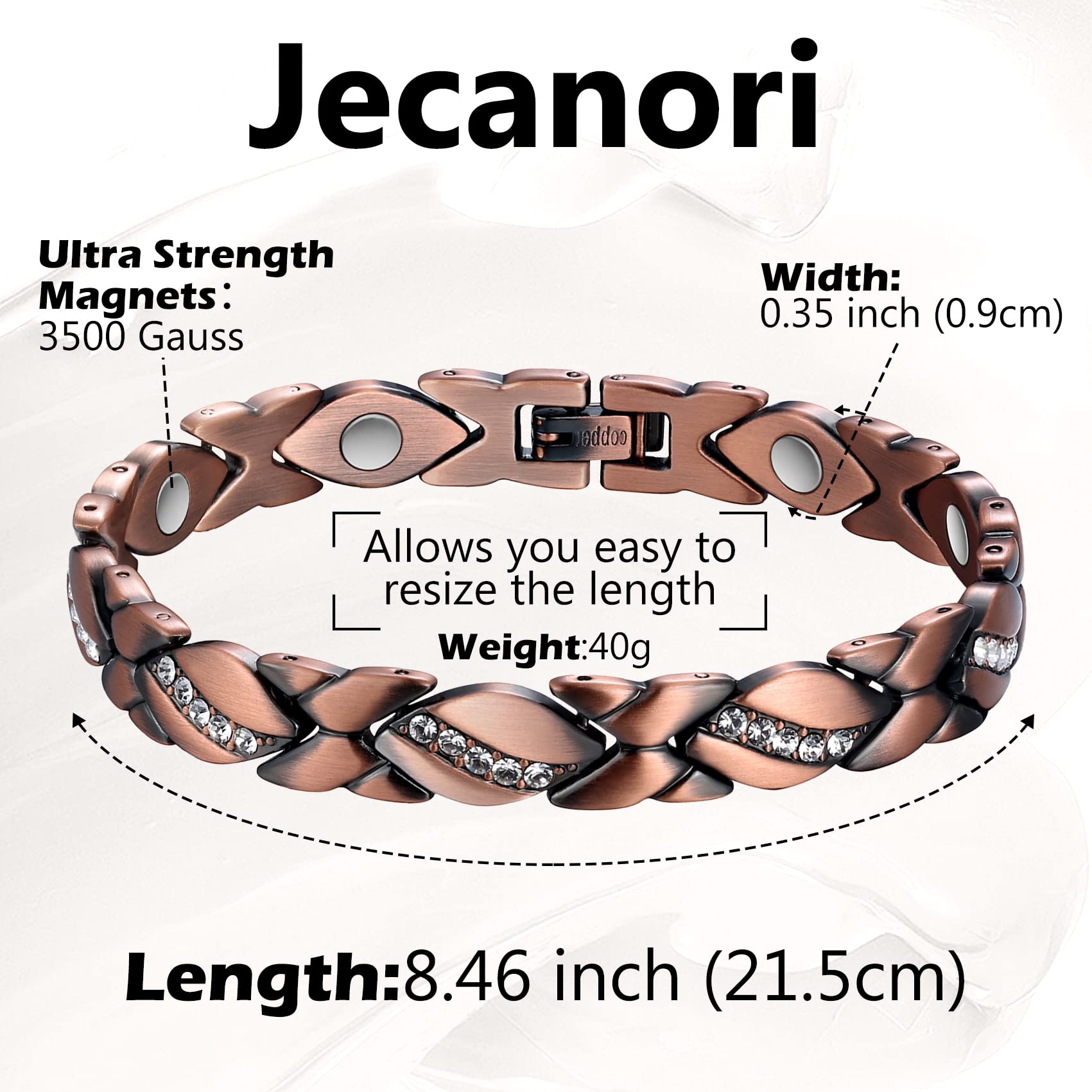 Jecanori Magnetic Copper Bracelets for Women,Copper Magnetic Ring for Women,Crystal Bracelets with 3500 Gauss Magnets,Jewelry Gi