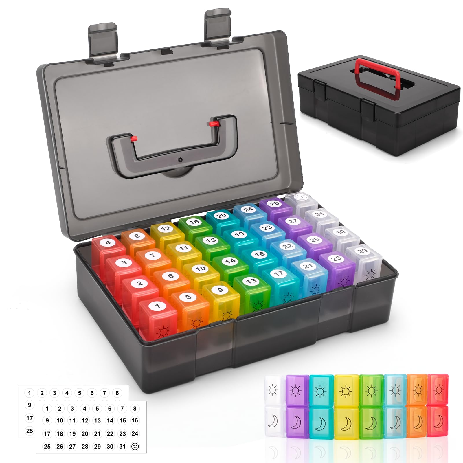 Monthly Pill Organizer 2 Times a Day,30 Day Pill Organizer 2 Times a Day,Pill Boxes and Organizer 2 Times a Day with Travel Case