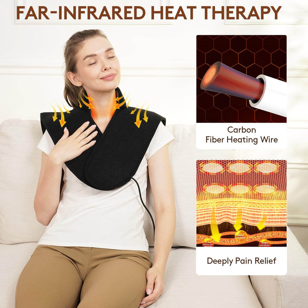 UTK Heating Pad for Neck and Shoulder, Natural Jade and Tourmaline Stones, Auto Shut Off, Memory Function,Temperature Adjustable
