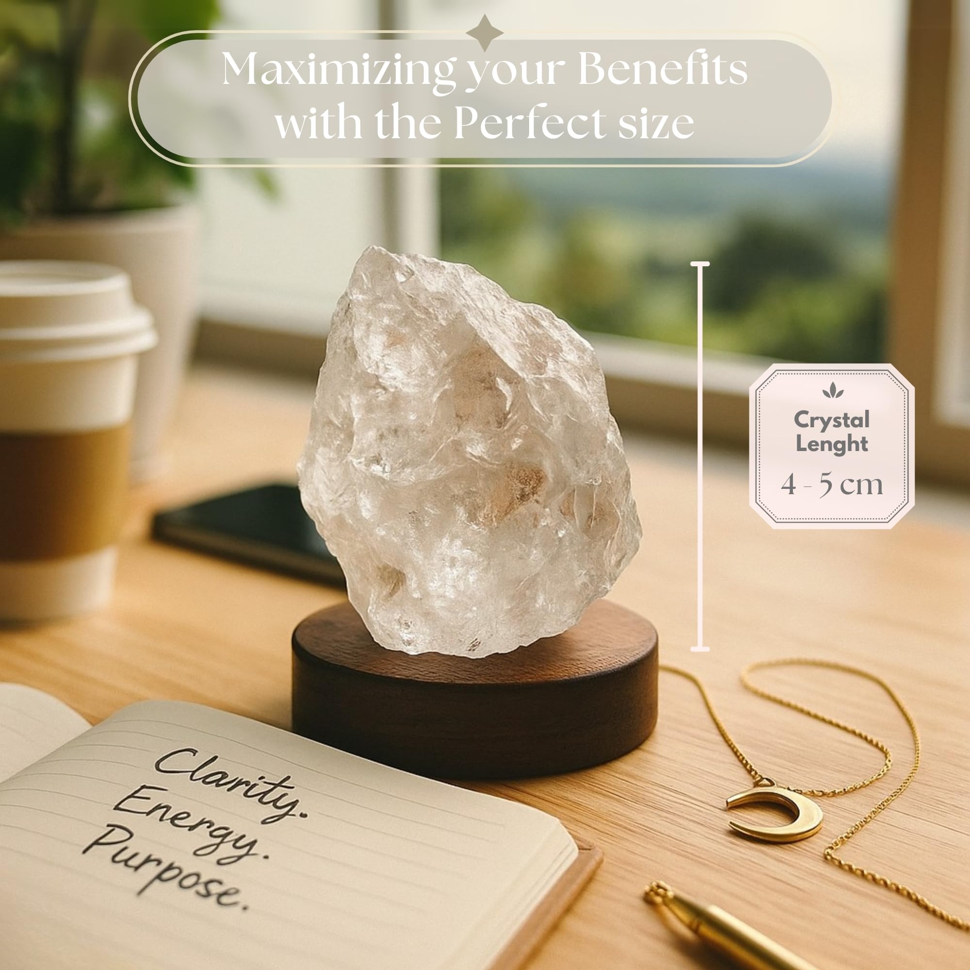 Anima Clear Quartz Crystal - Large 1.6-2 Natural Raw Clear Quartz Stone for Clarity, Energy & Amplification - Ethically Sourced,