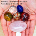 1PC Rose Quartz Natural Oval Palm Stone 2.4+ 5PCs Healing Gemtone, STINO Worry Stone for Anxitey, Pocket Healing Crystal Gem Sto