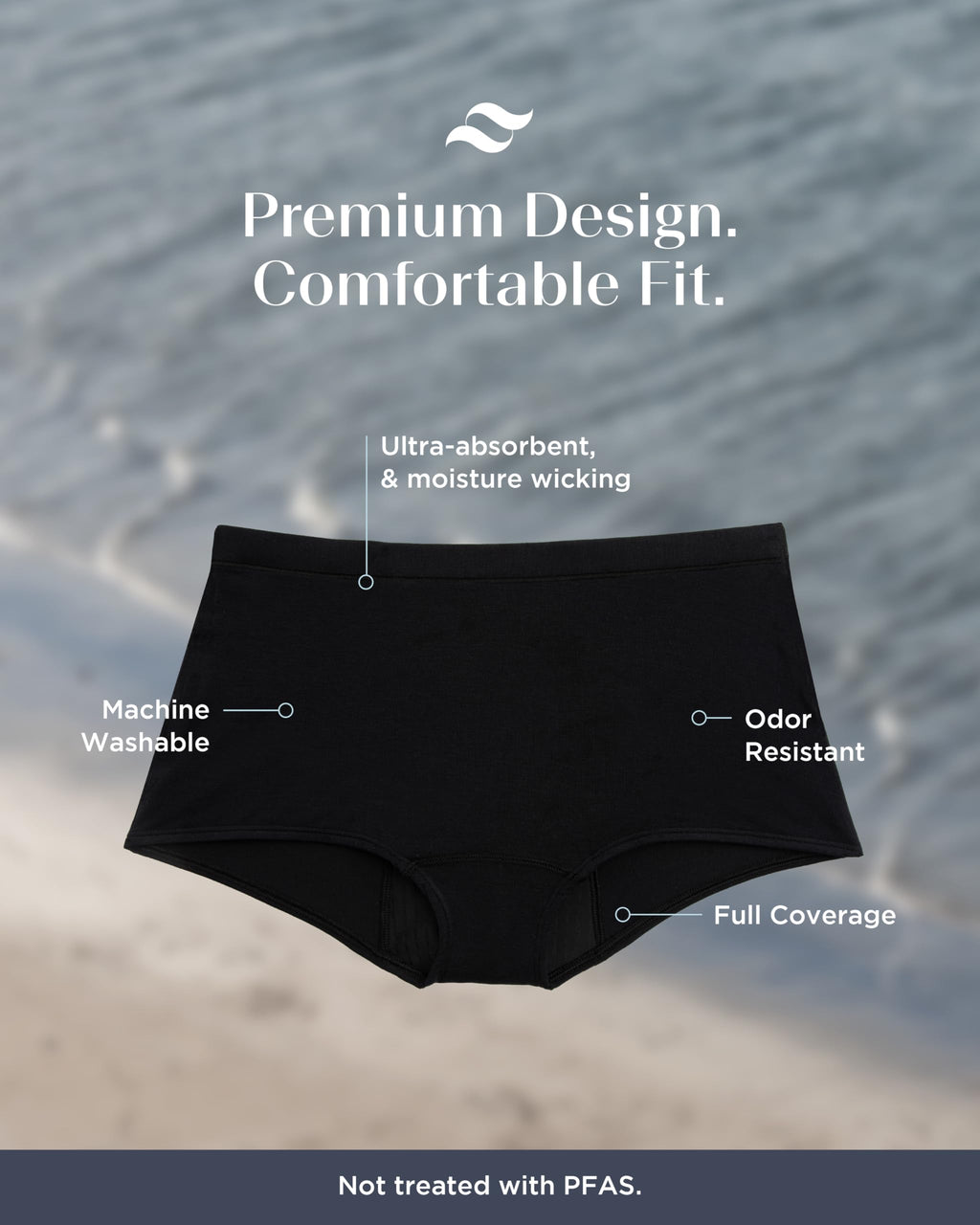 Saalt Comfort Modal Boyshort Period Underwear - Heavy Absorbency - Comfortable, Thin, and Keeps You Dry from All Leaks (Large, V