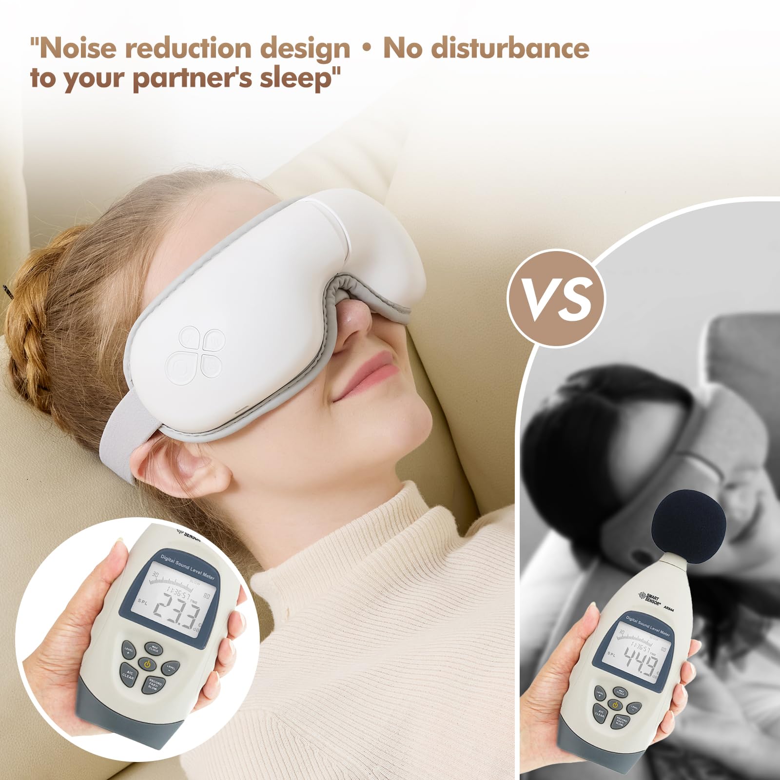 LAOBEN Eye Massager with Light-Blocking Design, 2025 Upgraded Eye Massager with Heat, 5 Modes & 180?Folding Design, Sleep Gift f