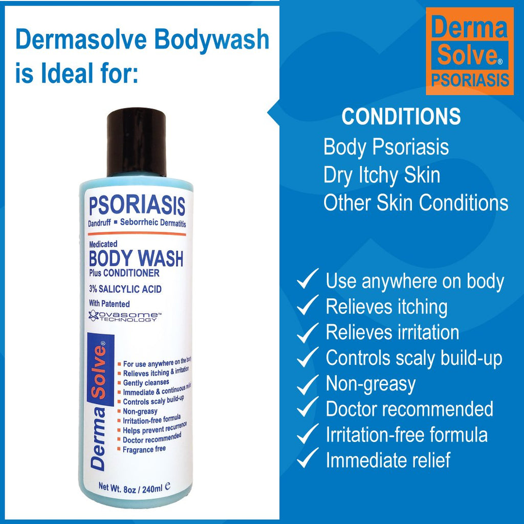 Dermasolve Medicated Psoriasis Body Wash - 2-Pack (8.0 oz each) - Proven to Provide Relief from Psoriasis, Eczema & Seborrheic D