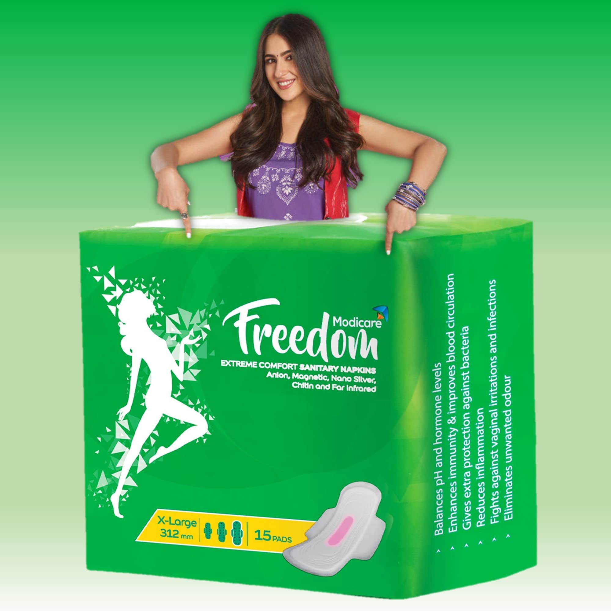 Modicare Freedom Extreme Comfort Sanitary Napkin  15 Pads (XLarge 312Mm)