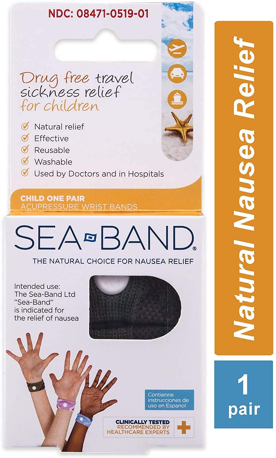 Sea-Band For Children Wristband (Colors May Vary) 1 Pair (Pack of 4)