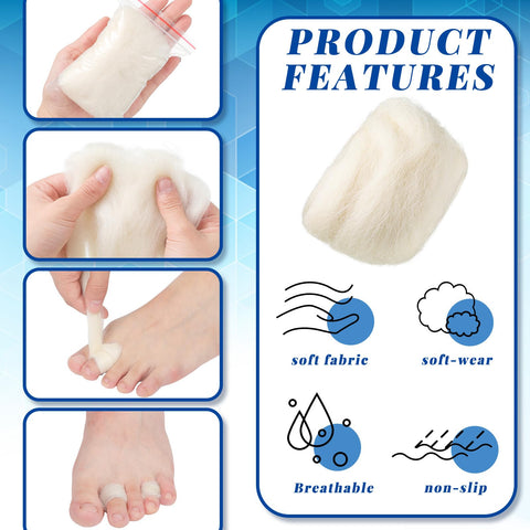 Minatee Lambs Wool for Toes Soft Feet Cushion Toe Separator Lambs Wool Corn Cushion Pads Blister Prevention Bunions Callus Cushi
