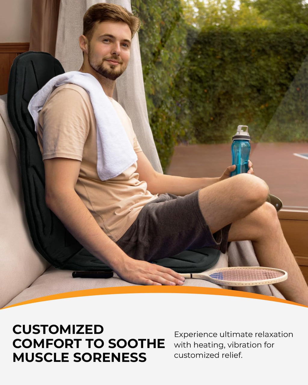 CooCoCo Back Massager with Heat, 8 Vibrating Motors Massage Chair Pad with 2 Heating Levels, Massage Seat Cushion with Auto Shut