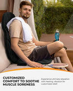 CooCoCo Back Massager with Heat, 8 Vibrating Motors Massage Chair Pad with 2 Heating Levels, Massage Seat Cushion with Auto Shut