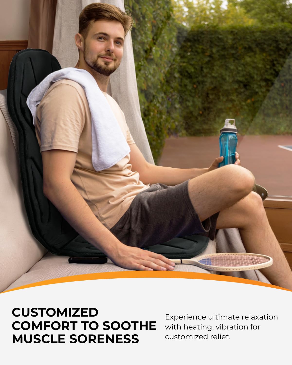 CooCoCo Back Massager with Heat, 8 Vibrating Motors Massage Chair Pad with 2 Heating Levels, Massage Seat Cushion with Auto Shut