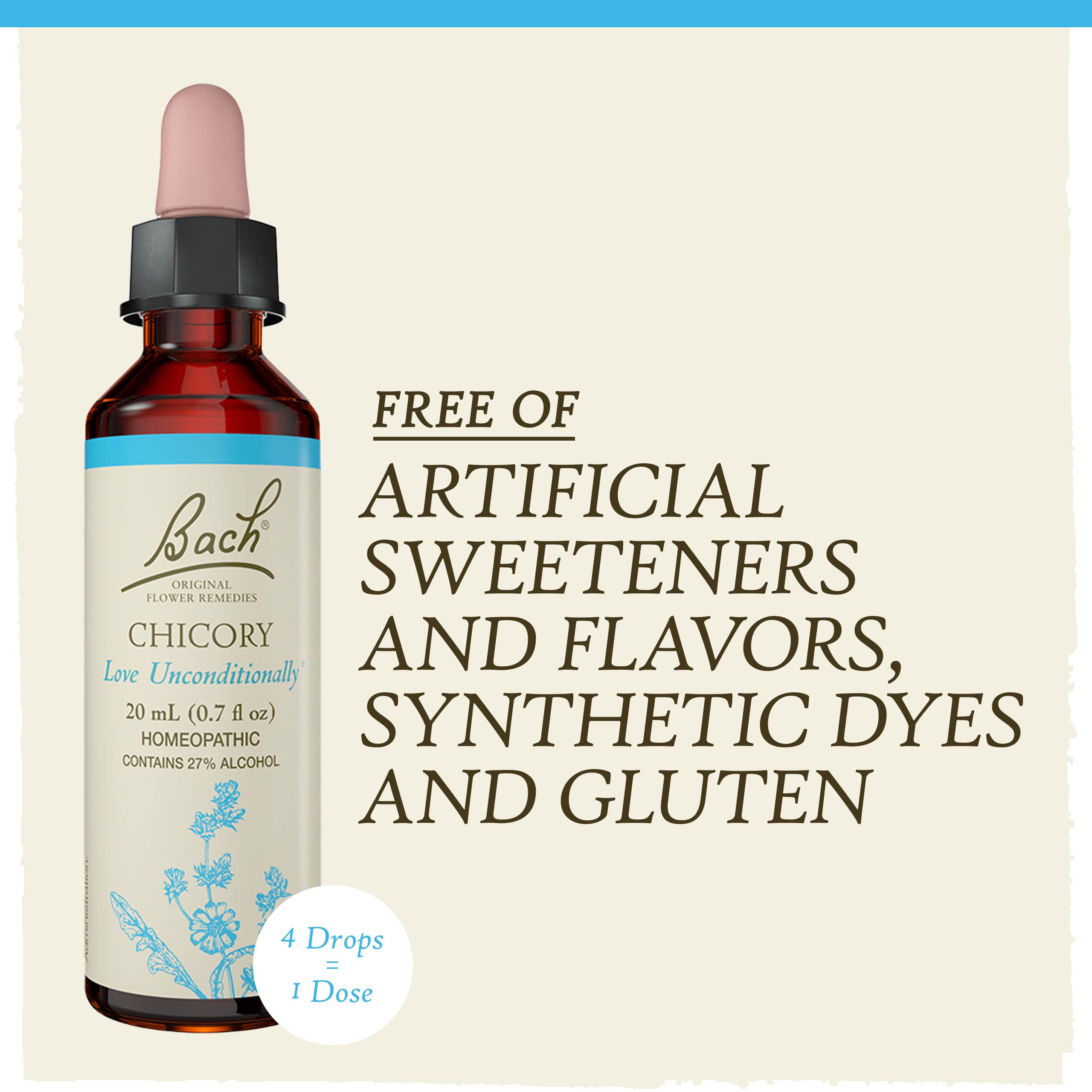 Bach Original Flower Remedies, Chicory for Unconditional Love, Natural Homeopathic Flower Essence, Holistic Wellness and Stress