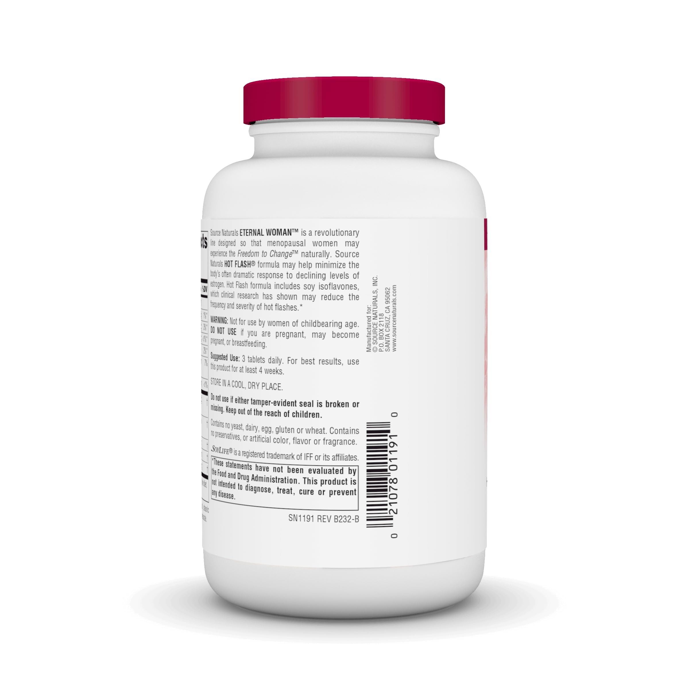 Source Naturals Hot Flash - Helps Reduce The Frequency of Hot Flashes Associated with Menopause, Non-GMO Soy - 180 Tablets - 60