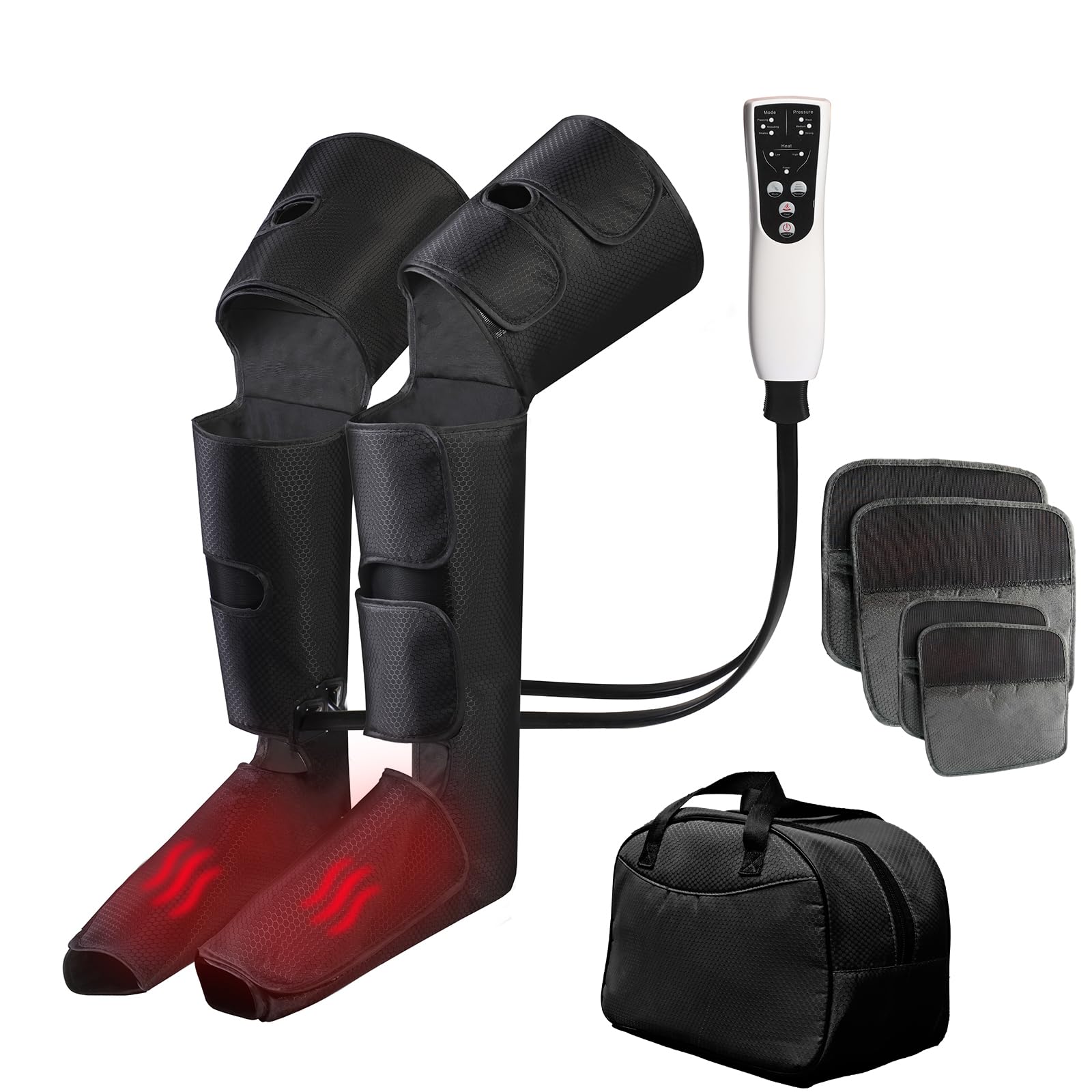 LINGTENG Leg Air Compression Massager for Foot Heat, Air Compression Calf Massage and Thigh Massage, Handheld Controller 3 Inten
